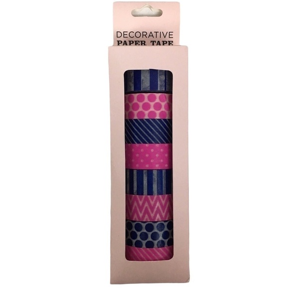 ELUM DESIGNS Washi Paper Tape Decorative Navy Pink 8 Rolls Scrapbooking NWT - Picture 1 of 5